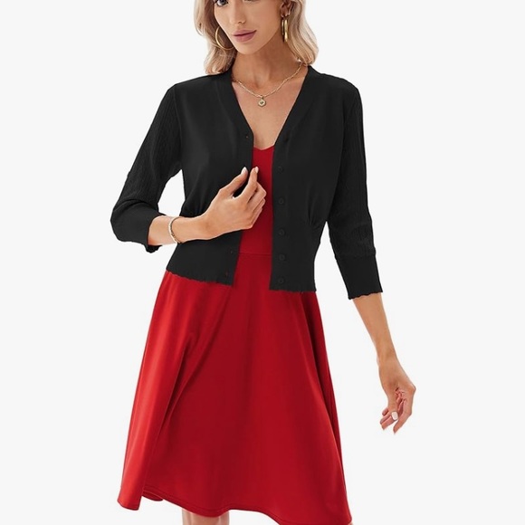 (A9) GRACE KARIN Cropped Cardigan V-Neck Button Down Open Front, Size Small, NWT - Picture 4 of 12